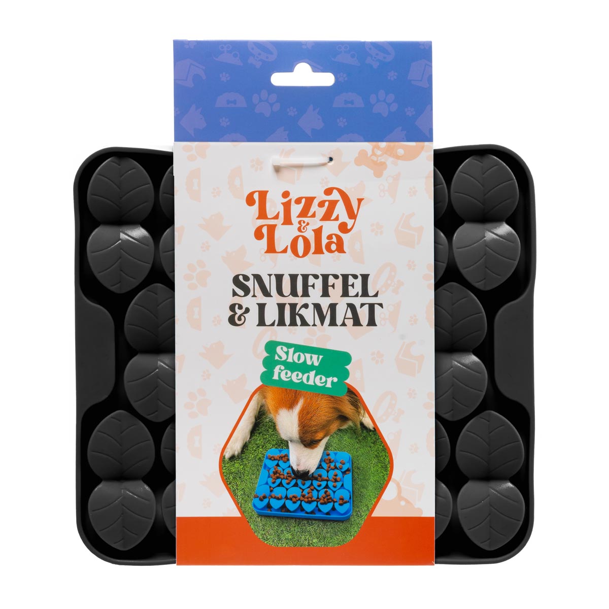 Lizzy & Lola - 2-in-1 snuffelmat en likmat hond - Zwart