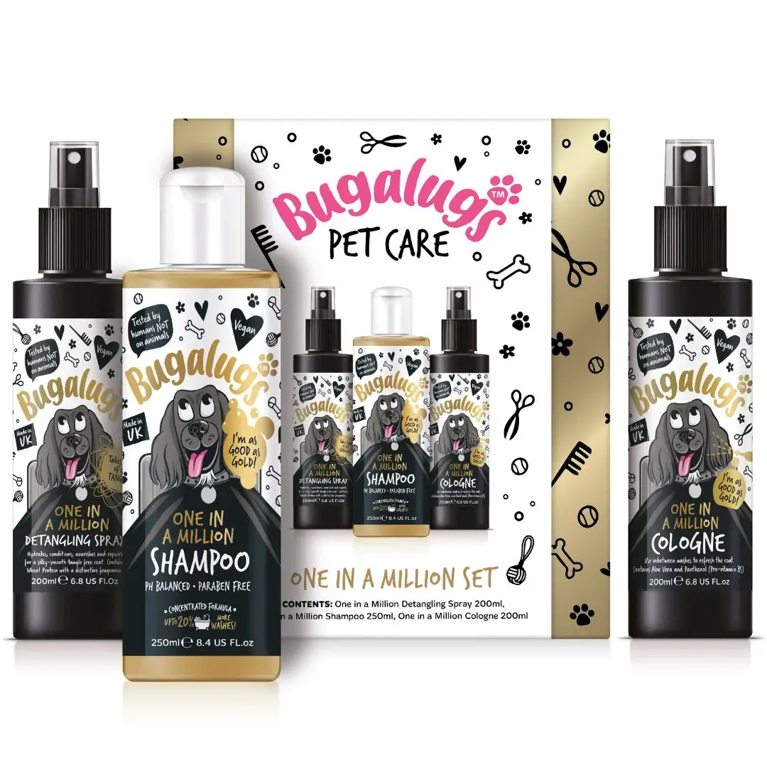 Bugalugs vachtverzorging hond One in a Million gift set 3-delig