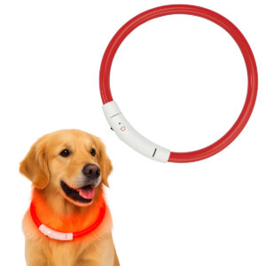 LED Hondenhalsband – Oplaadbaar – Lichtgevende Halsband Hond – 3 Lichtstanden – 70 cm – Grote Honden - Rood