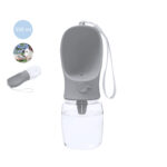 Honden drinkfles voor onderweg – Waterfles met dispenser - 350 ml - Grijs