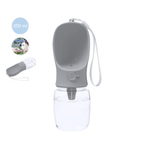 Honden drinkfles voor onderweg – Waterfles met dispenser - 350 ml - Grijs