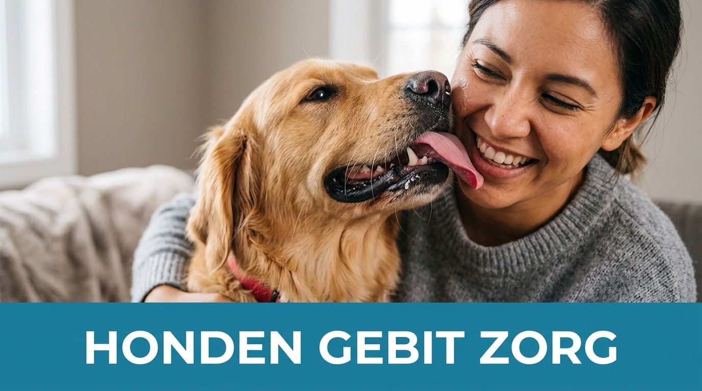 Een lachende vrouw knuffelt haar gouden retriever, die zijn tong uitsteekt in een liefdevolle sfeer.