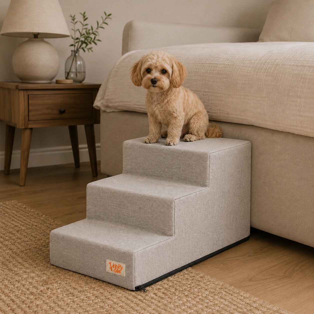 Lizzy & Lola - Hondentrap Stepzy - Sand - 30 x 50 cm - Met 3 treden - Afbeelding 2