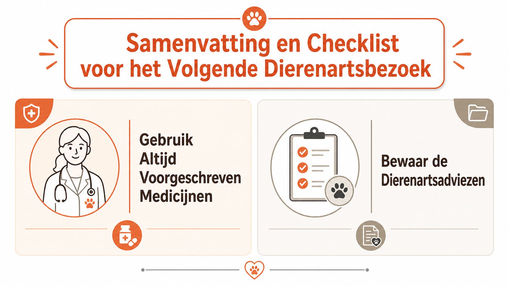 Een infographic met een checklist en advies voor het bezoeken van de dierenarts voor je huisdier.