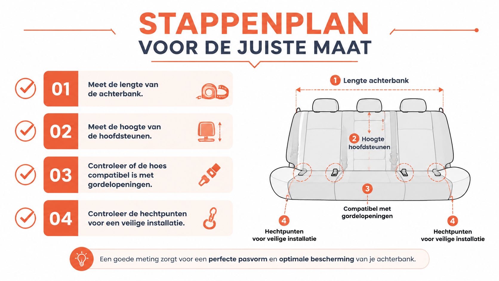 Stappenplan voor het opmeten van de achterbank voor een passende auto beschermhoes voor uw hond.