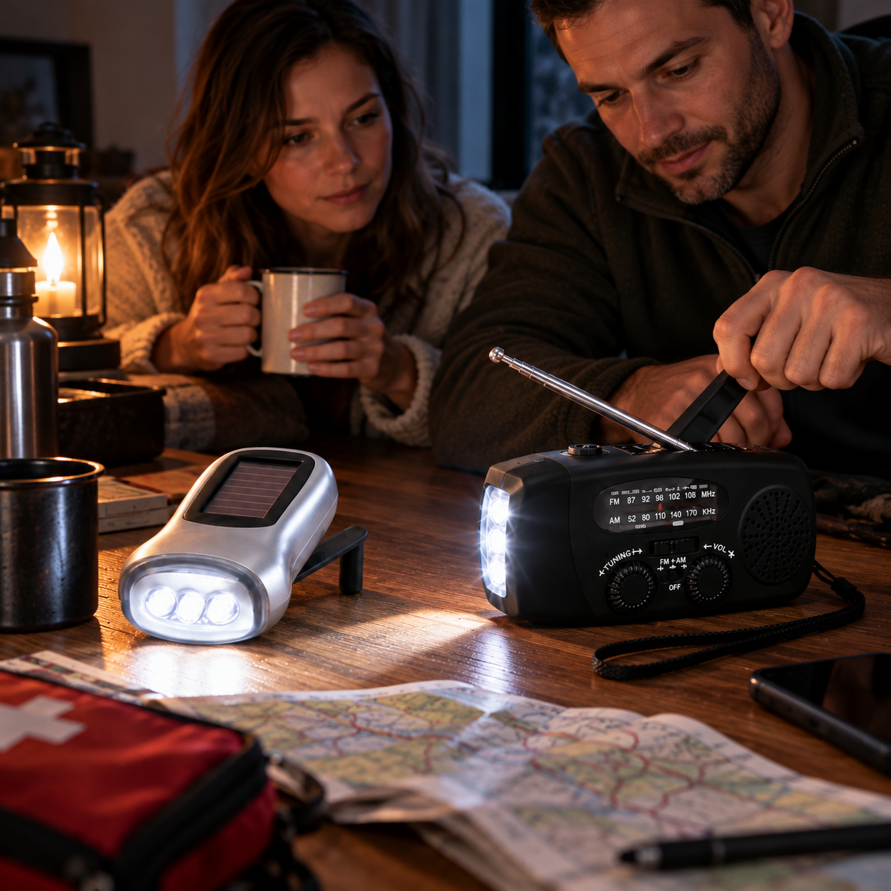 Noodpakket knijpkat zaklamp met zonnepaneel + Noodradio - Afbeelding 5